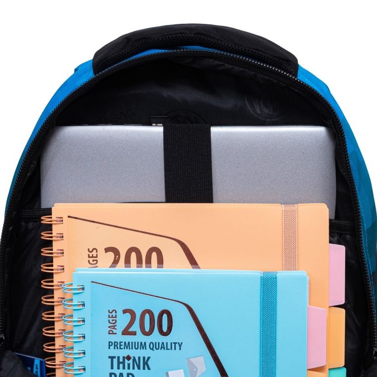 Astrabag, rucsac pentru scoala, cu 3 compartimente, Blue Pixel