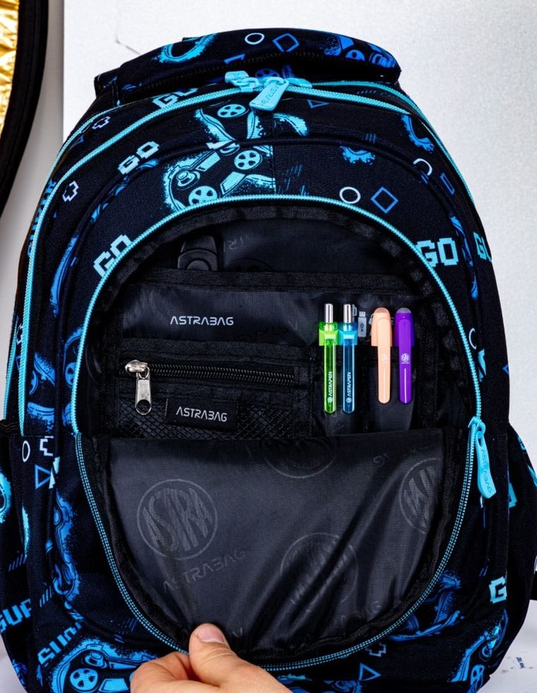 Astrabag, rucsac pentru scoala, cu 3 compartimente, Go Playing