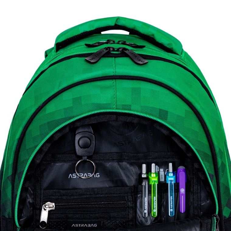 Astrabag, rucsac pentru scoala, cu 3 compartimente, Pixel Hero