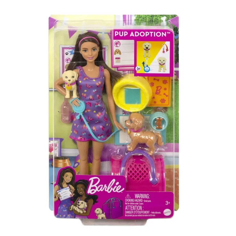 Barbie, Adoptia puilor, set cu papusa si accesorii
