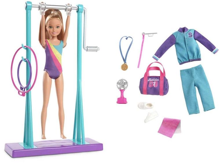 Barbie, Stacie Gimnasta, set cu papusa si accesorii