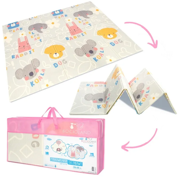 Bocioland, Elefant, covoras din spuma pliabil, gri, 150-180 cm