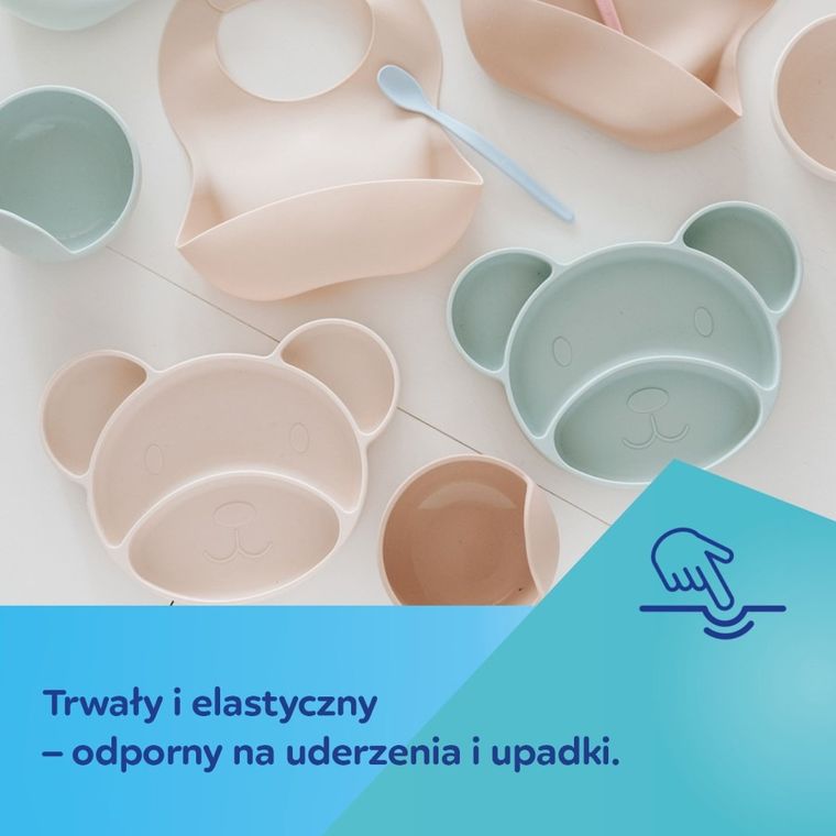 Canpol babies, Ursulet, farfurie din silicon cu ventuza, bej