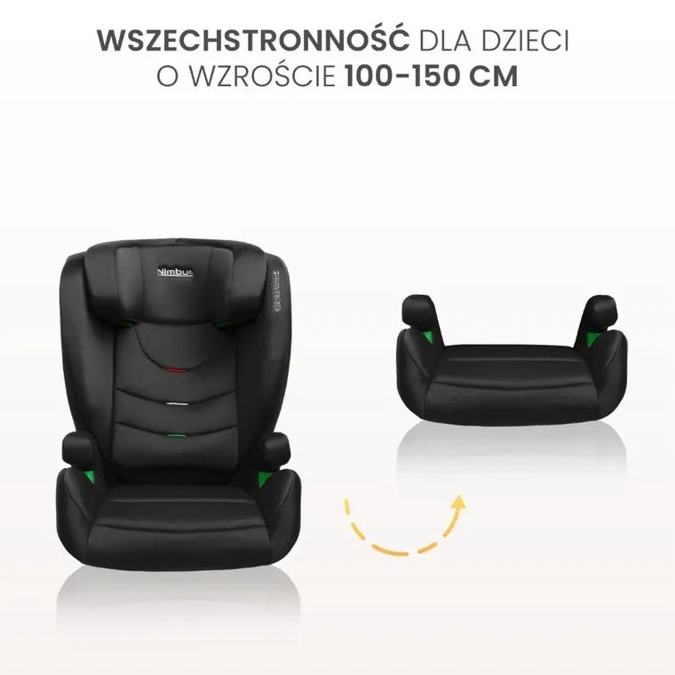Caretero, Nimbus I-size, scaun auto, inaltator auto, negru, 15-36 kg