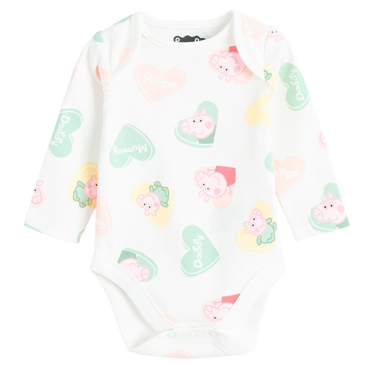 Cool Club, Body cu maneca lunga pentru fete, mix, imprimeu Peppa Pig, set, 3 buc.