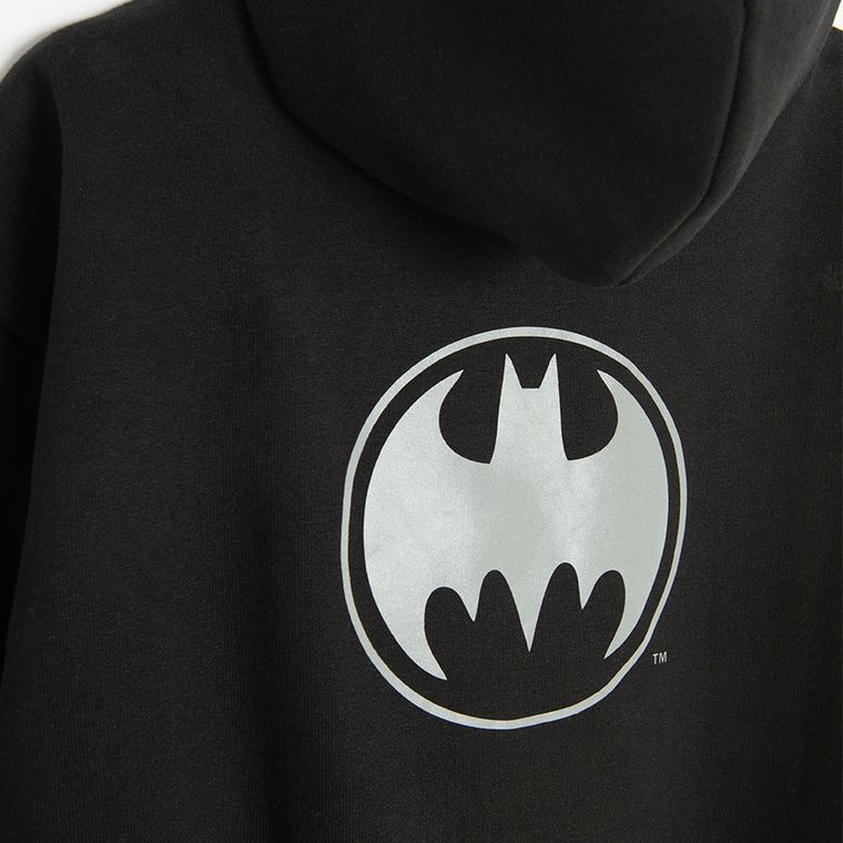 Cool Club, Hanorac cu gluga pentru baieti, cu fermoar, negru, imprimeu Batman