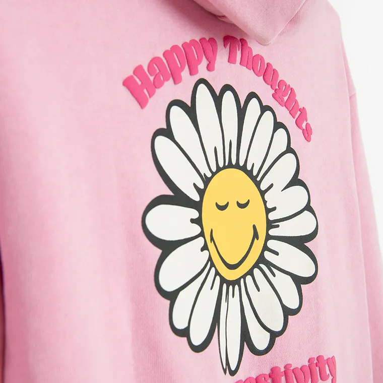 Cool Club, Hanorac cu gluga pentru fete, cu fermoar, roz, imprimeu SmileWorld