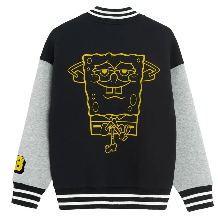 Cool Club, Hanorac pentru baieti, cu fermoar, negru, imprimeu SpongeBob