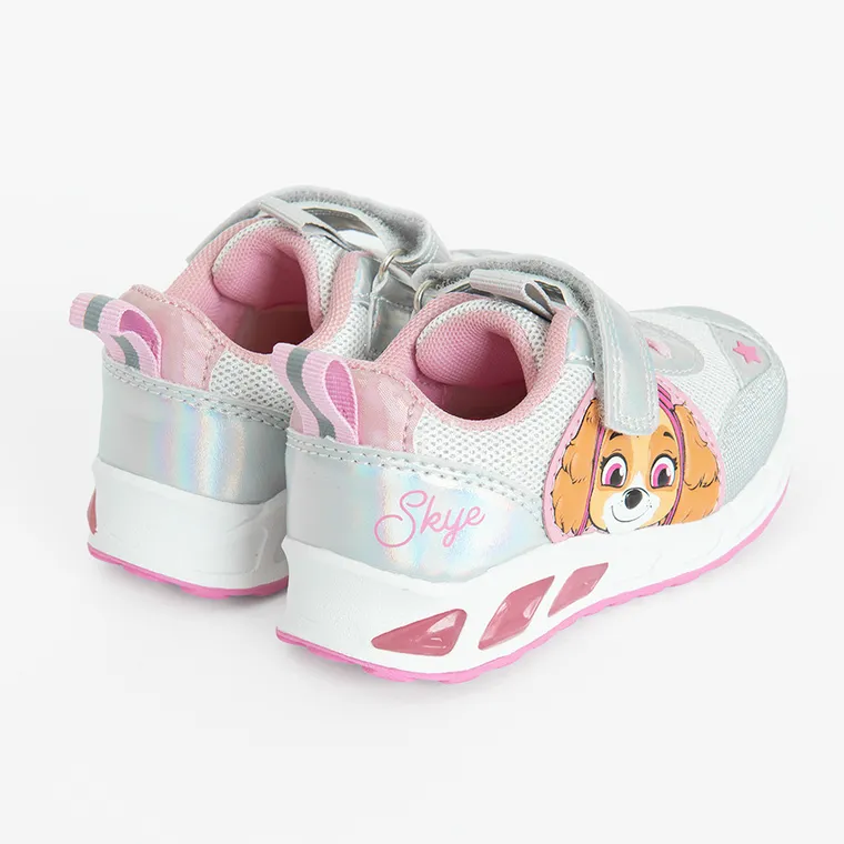 Cool Club, Pantofi sport pentru fete, argintiu, talpa cu leduri, imprimeu Paw Patrol