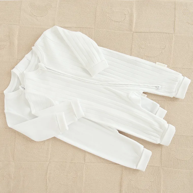 Cool Club, Pijama tip salopeta pentru bebelusi, bumbac organic, alb, set, 2 buc.