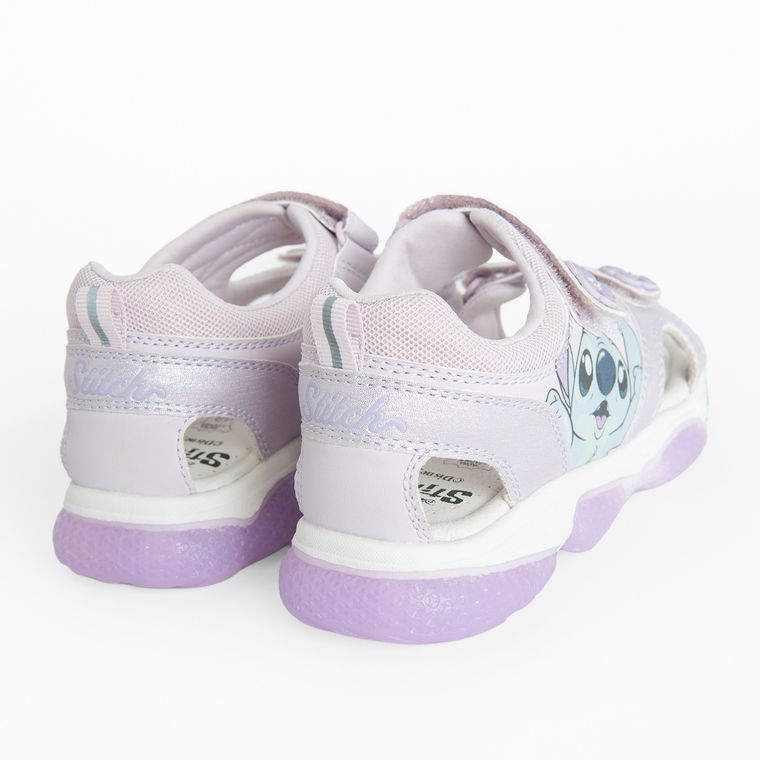 Cool Club, Sandale pentru fete, violet, talpa cu leduri, brant din piele, imprimeu Lilo si Stitch