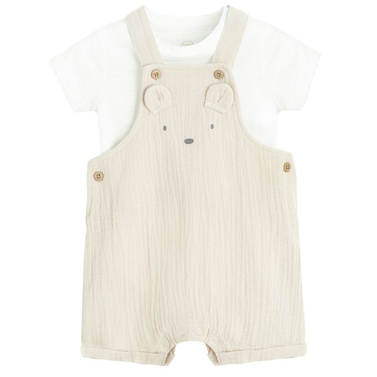 Cool Club, Set pentru baieti, Body cu maneca scurta, Salopeta scurta, muselina, mix