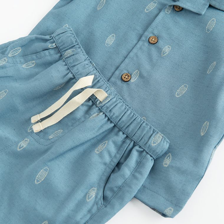 Cool Club, Set pentru baieti, Camasa cu maneca scurta, Pantaloni scurti, albastru