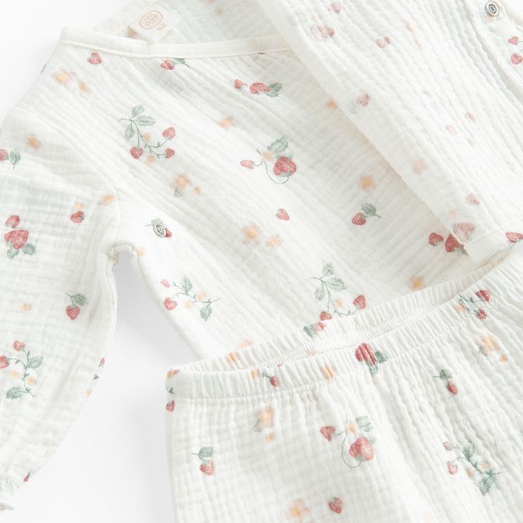 Cool Club, Set pentru fete, Bluza cu capse, Pantaloni fara botosei, muselina, alb