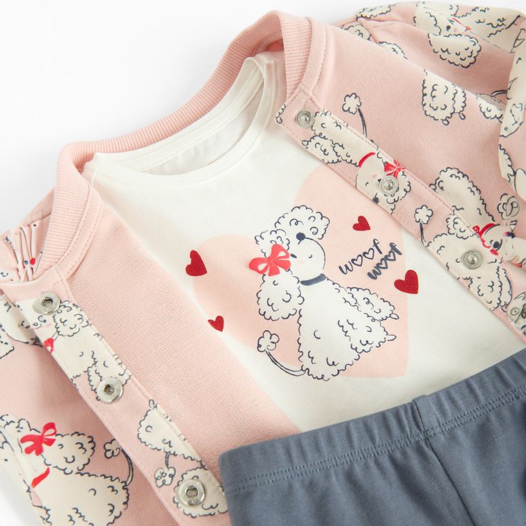 Cool Club, Set pentru fete, Bluza, cu capse, Tricou, Colanti, mix
