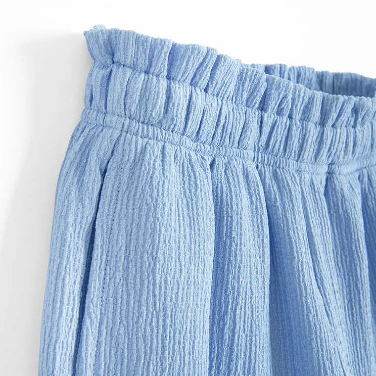 Cool Club, Set pentru fete, Bluza fara maneci, Pantaloni din textil, wide, albastru