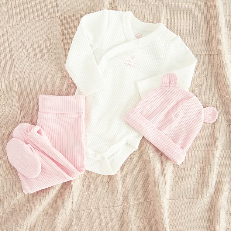 Cool Club, Set pentru fete, Body cu maneca lunga, Pantaloni cu botosei, Caciula, mix