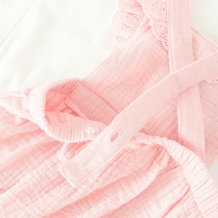 Cool Club, Set pentru fete, Body cu maneca scurta, Salopeta scurta, Pantaloni scurti, bloomers, muselina, mix