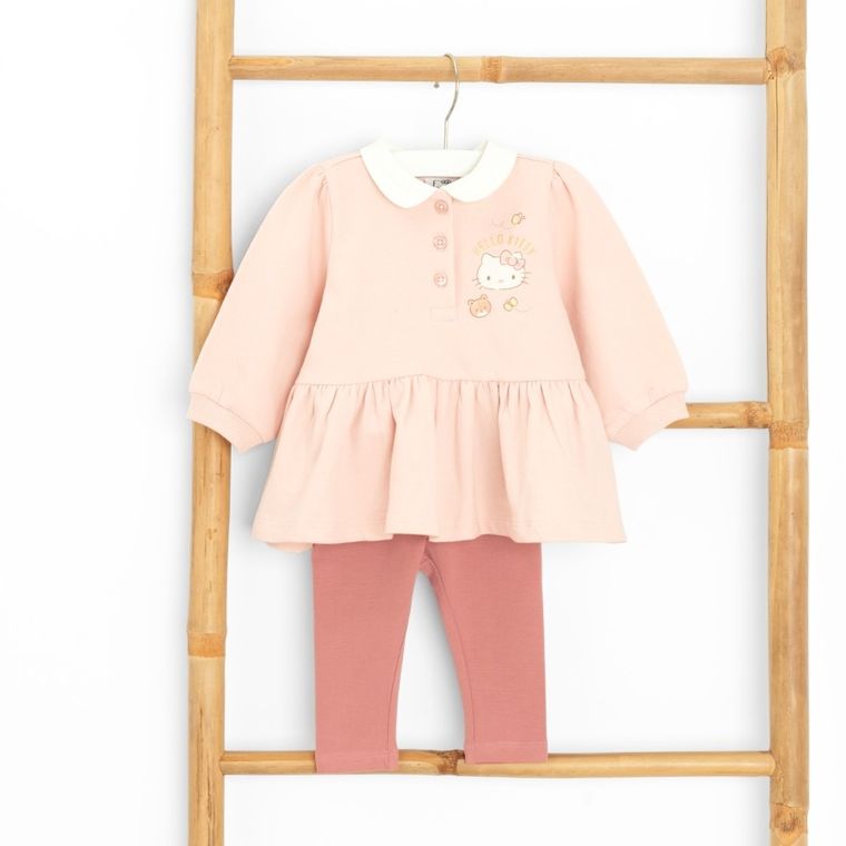 Cool Club, Set pentru fete, Rochie cu maneca lunga, Colanti, roz, imprimeu Hello Kitty