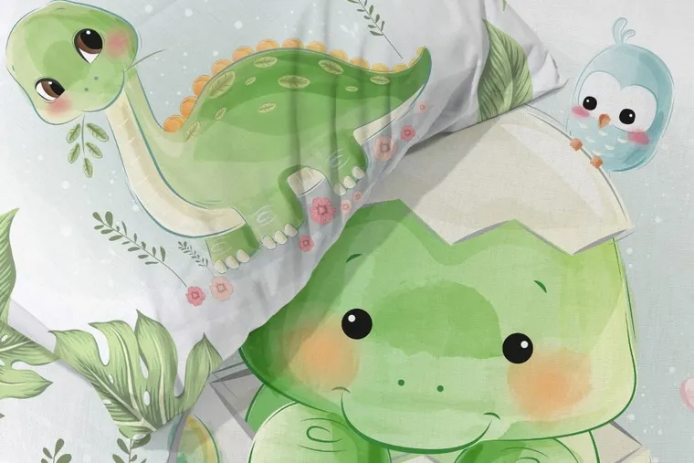 Dino, set lenjerie de pat single, 100-135 cm