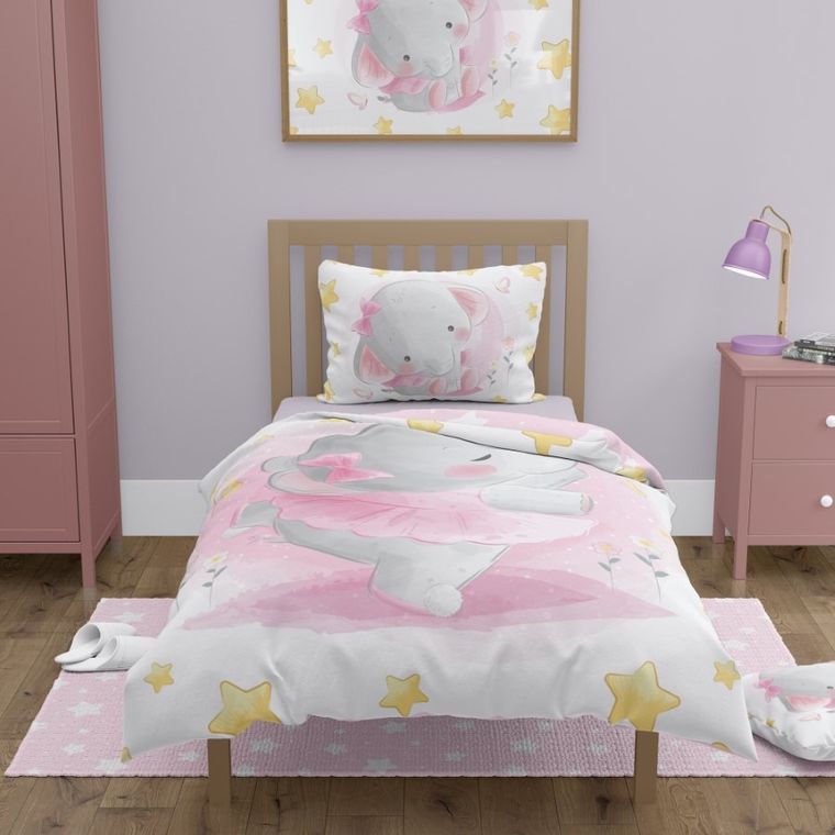 Elefant, set lenjerie de pat single, 100-135 cm