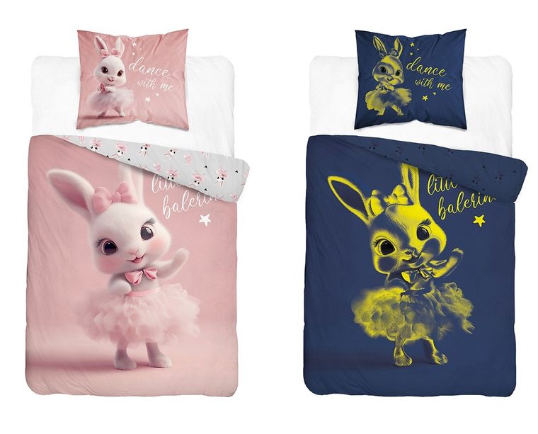 Fluo, set de lenjerie de pat pentru tineri, 140-200 cm + 70-80 cm, Rabbit