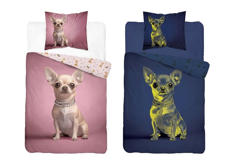 Fluo, set de lenjerie de pat pentru tineri, 160-200 cm + 70-80 cm, Dogs