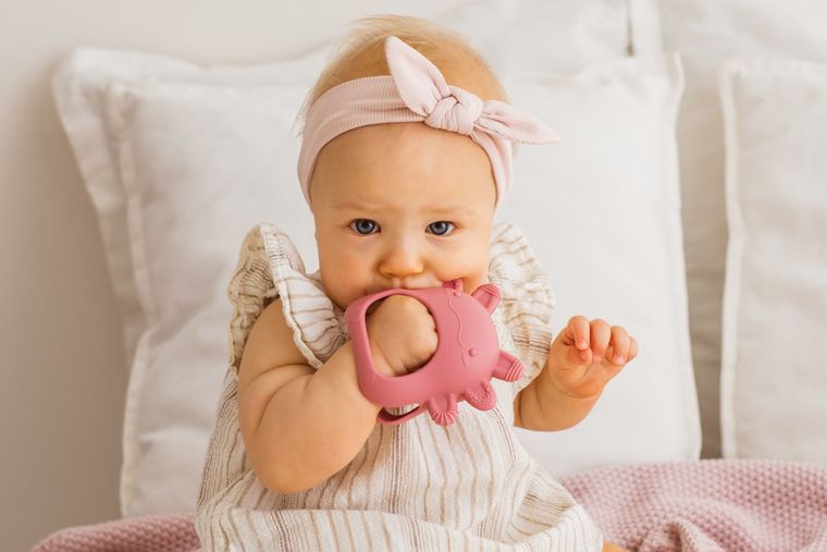 GiliGums, Axolotl, jucarie dentitie din silicon, roz