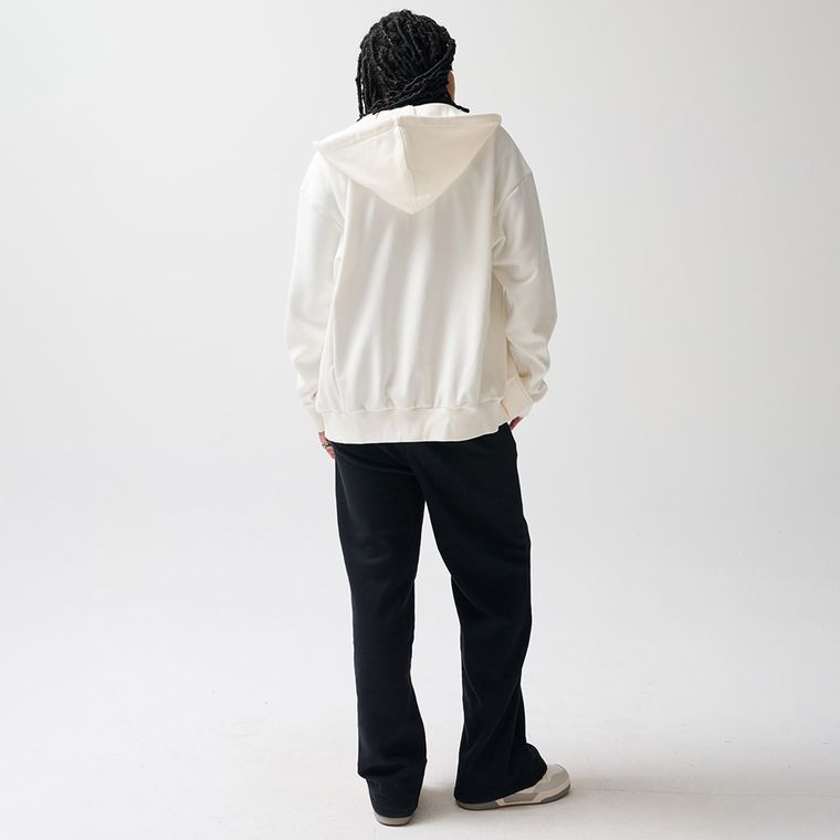 Hanorac oversize alb cu fermoar NOWEAR