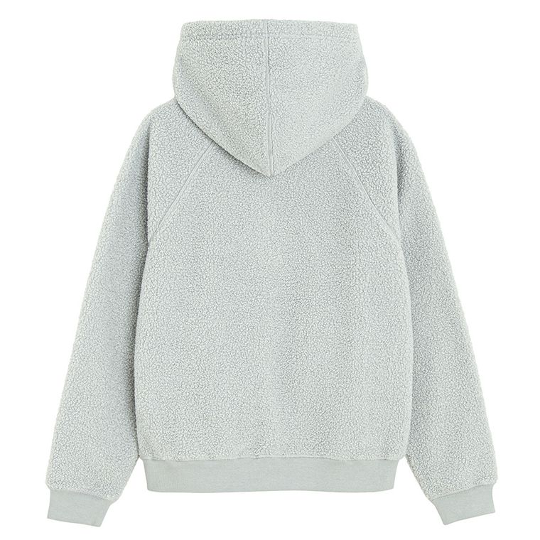 Hanorac sherpa gri cu croiala oversize NOWEAR