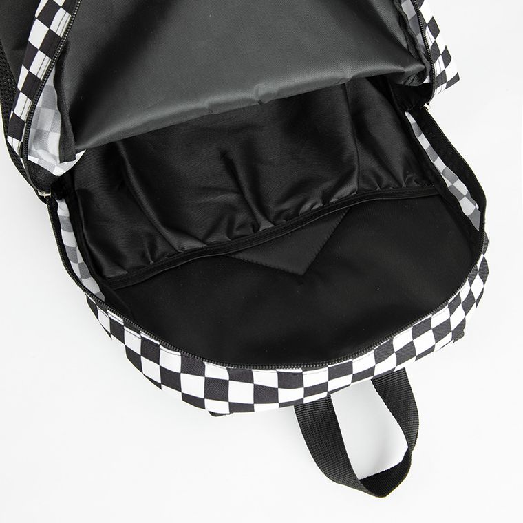 Kayokki, ghiozdan, 1 compartiment, carouri, alb-negru