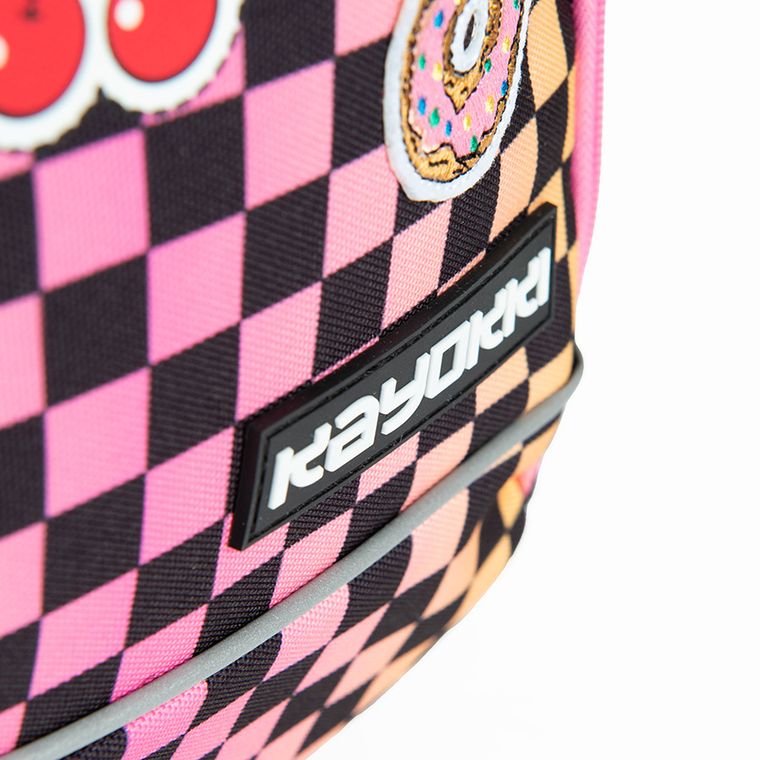 Kayokki, rucsac pentru scoala cu 1 compartiment, carouri roz-portocaliu