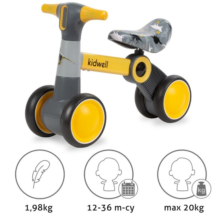 Kidwell, Petito Dino, mini bicicleta de echilibru cu 4 roti
