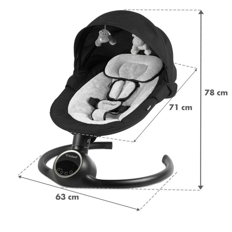Kidwell, Reve, Scaun electric pentru bebelusi, 2in1, negru-argintiu