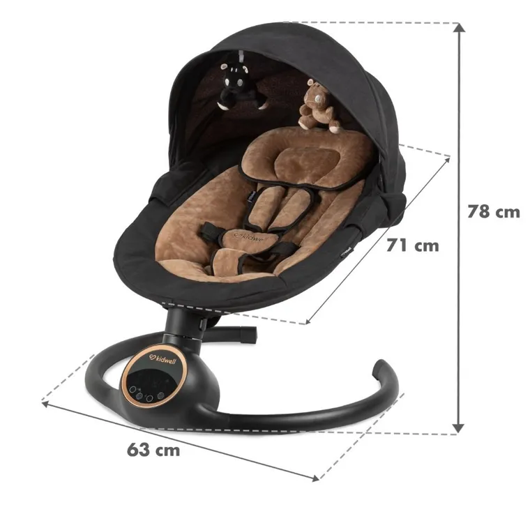 Kidwell, Reve, Scaun electric pentru bebelusi, 2in1, negru-auriu