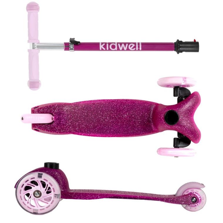 Kidwell, Uno, trotineta cu 3 roti LED, roz