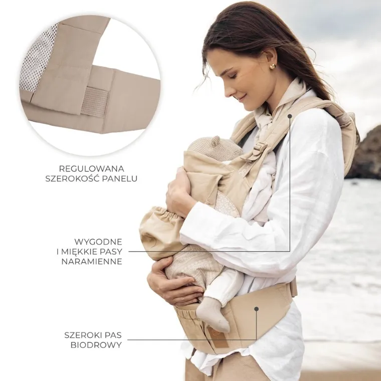 Kinderkraft, Bizuu, Huggy, marsupiu ergonomic, Dune Whisper