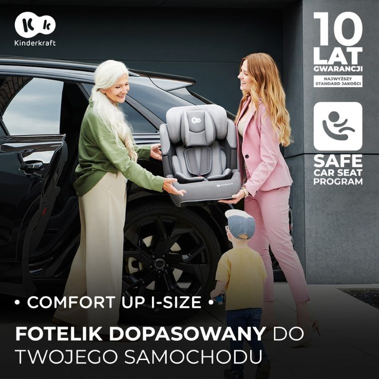 Kinderkraft, Comfort Up, I-size, scaun auto, 76-150 cm, Happy Shapes