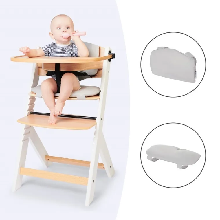 Kinderkraft, Enock, scaun inalt 3in1 cu perna, pcioare alb