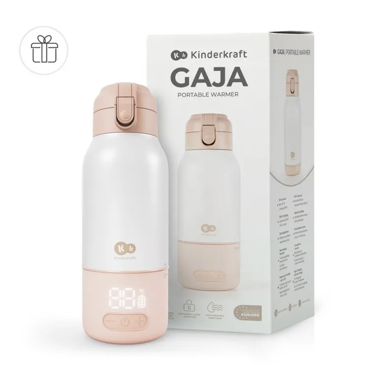 Kinderkraft, Gaja, incalzitor mobil de lapte si termos 2in1, bej, 500 ml