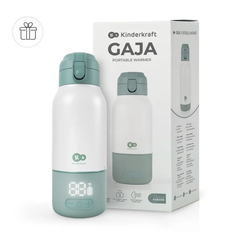 Kinderkraft, Gaja, incalzitor mobil de lapte si termos 2in1, verde, 500 ml