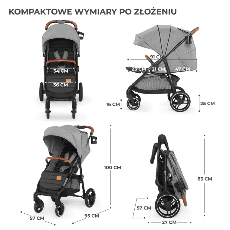 Kinderkraft, Grande Plus, carucior sport, Grey