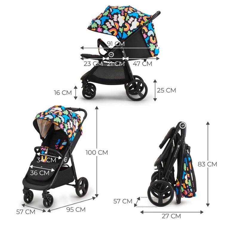 Kinderkraft, Grande Plus, carucior sport, Happy Shapes