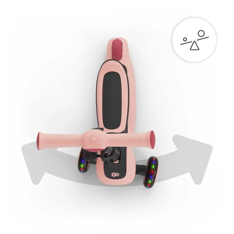 Kinderkraft, Halley 2, trotineta cu 3 roti de echilibru 2in1, LED, Rose Pink