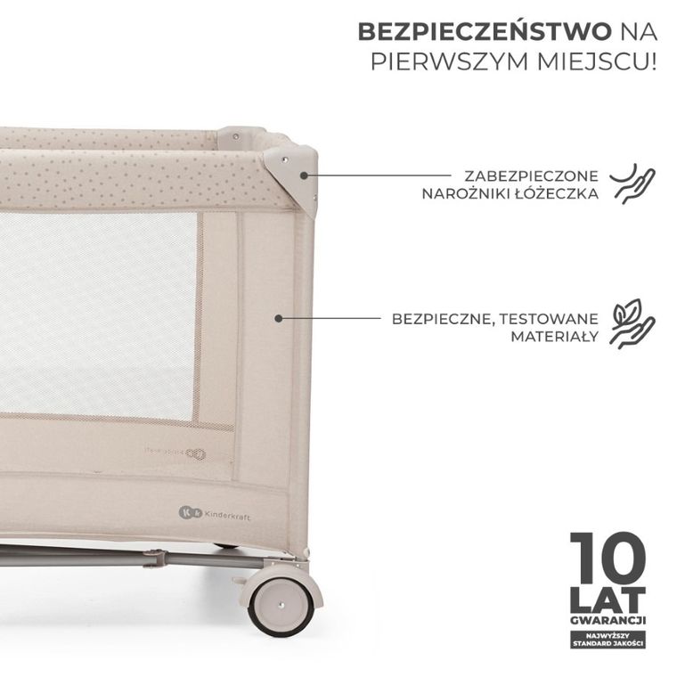 Kinderkraft, Joy 2, patut de volaj cu accesorii, 3in1, Beige