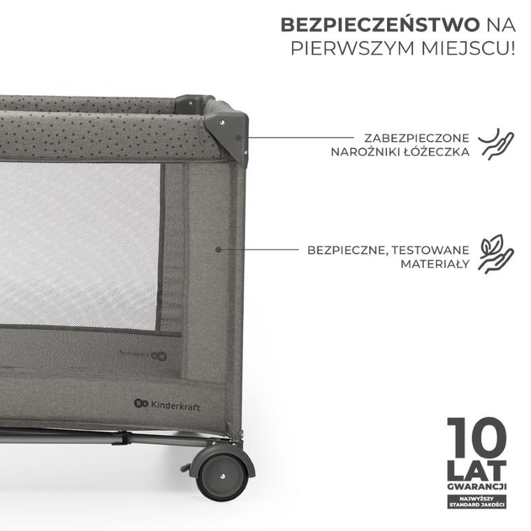 Kinderkraft, Joy 2, patut de volaj cu accesorii, 3in1, Dark Grey