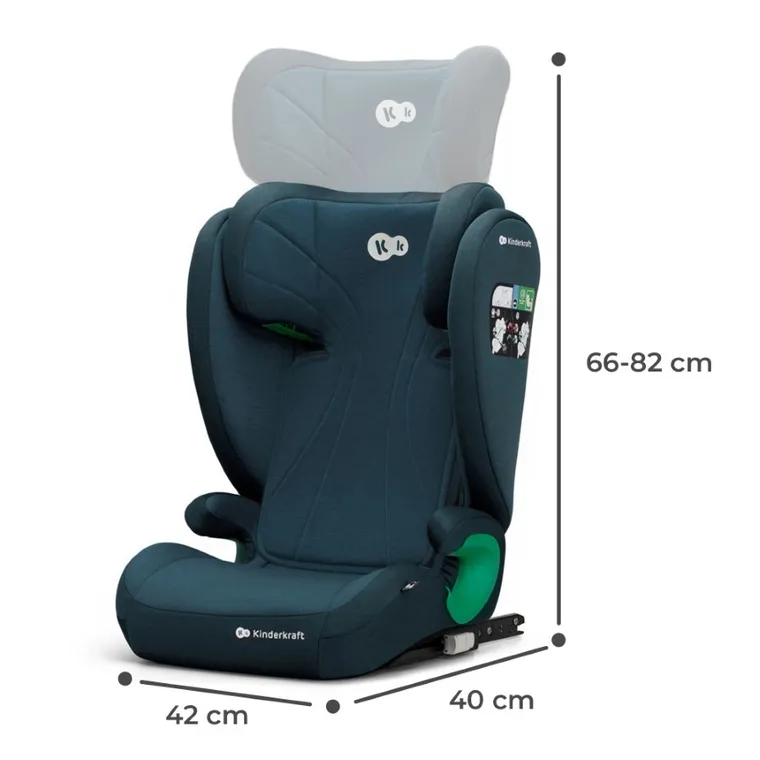 Kinderkraft, Junior Fix 2, I-Size, scaun auto pentru copii, Harbour Blue, 100-150 cm, 15-36 kg