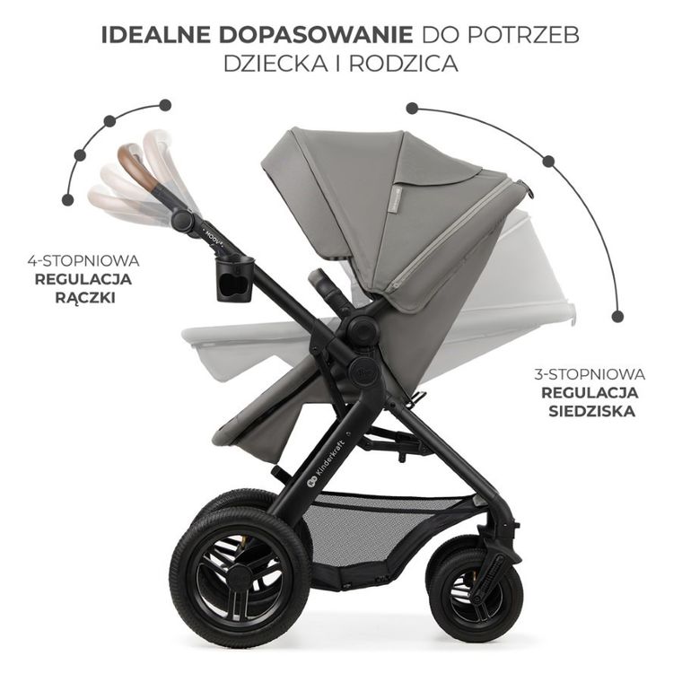 Kinderkraft, Moov 2 Air, carucior multifunctional, 3w1, Light Grey