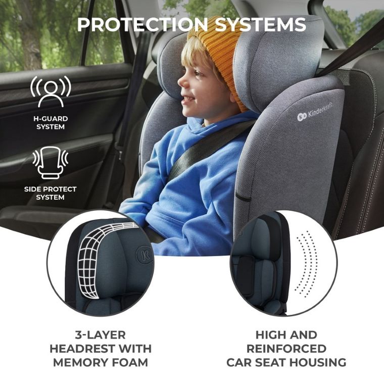 Kinderkraft, Oneto 3, I-size, scaun auto, Graphite Black, 76-150 cm