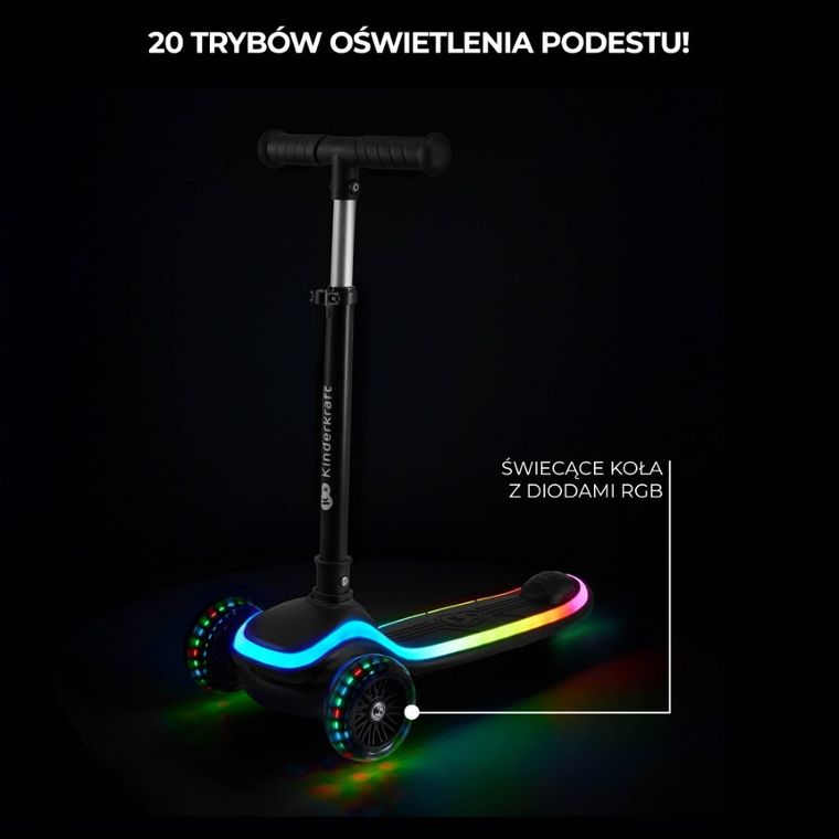 Kinderkraft, Raket, trotineta cu 3 roti LED, Blue